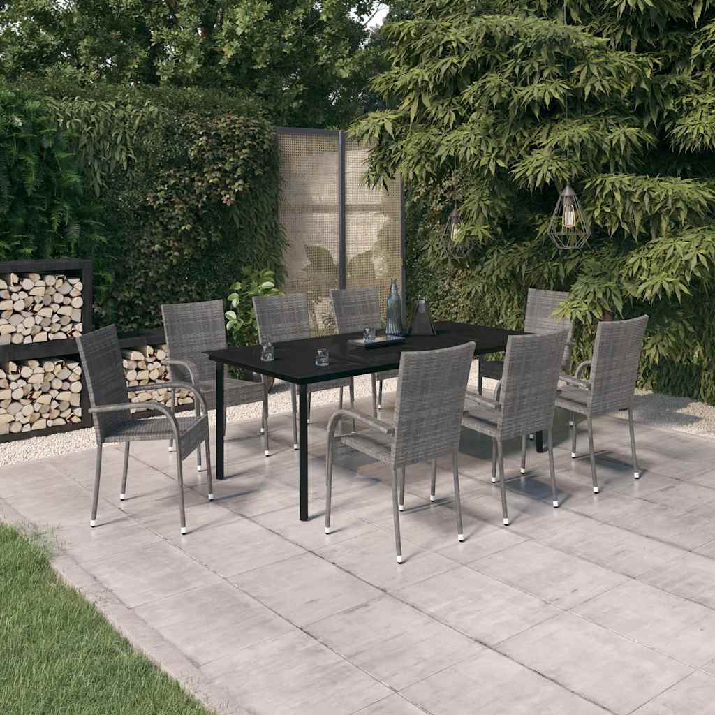 9-delige Tuinset grijs en zwart is nu te koop bij PeponiXL, paradijselijk wonen!