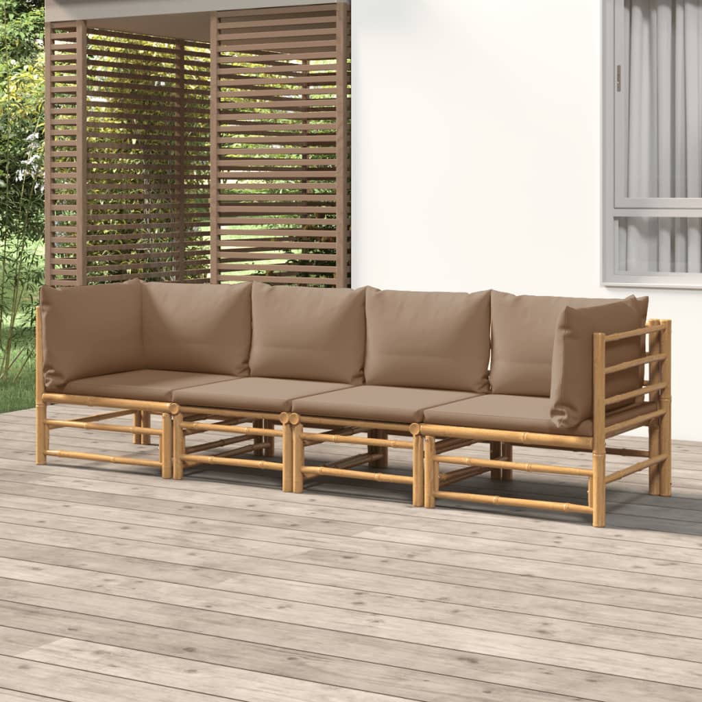 4-delige Loungeset met kussens bamboe taupe is nu te koop bij PeponiXL, paradijselijk wonen!
