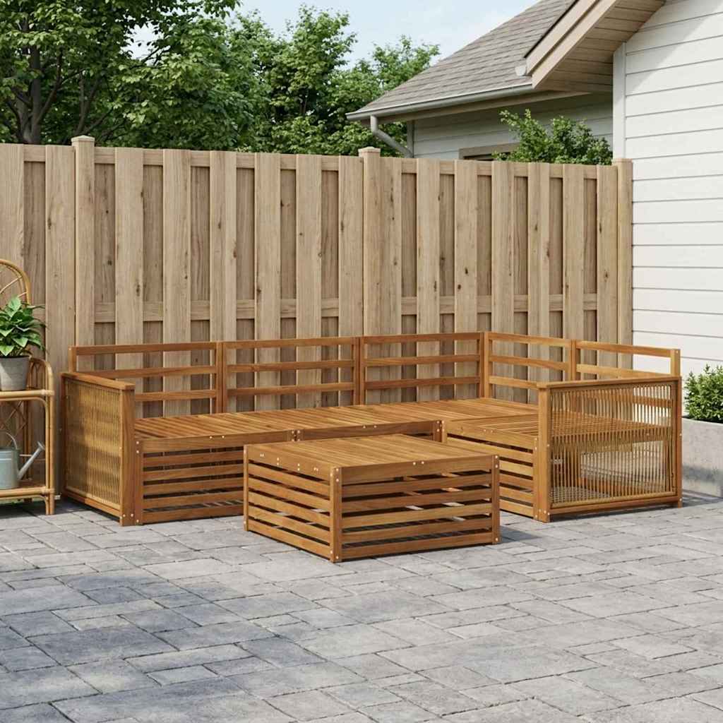 Buiten bankenset 5 pcs Naturel Massief Acaciahout is nu te koop bij PeponiXL, paradijselijk wonen!
