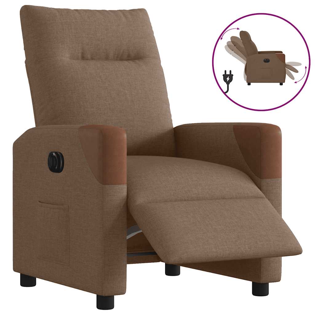 Fauteuil verstelbaar elektrisch stof bruin is nu te koop bij PeponiXL, paradijselijk wonen!