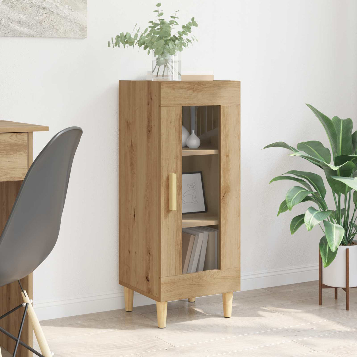 Dressoir Artisan Eiken 34.5 x 32.5 x 90 cm Bewerkt hout is nu te koop bij PeponiXL, paradijselijk wonen!