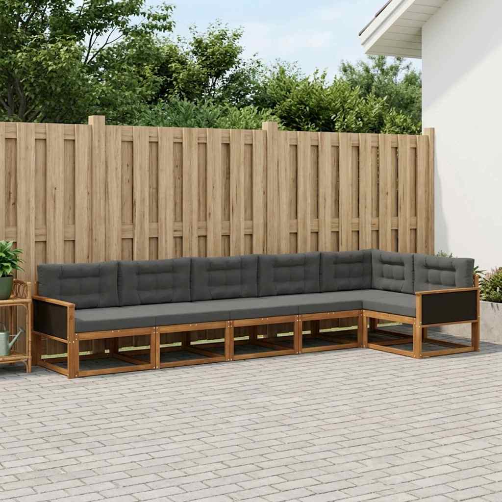 Buiten bankenset met kussen 6 pcs Natuurlijk en Antraciet is nu te koop bij PeponiXL, paradijselijk wonen!