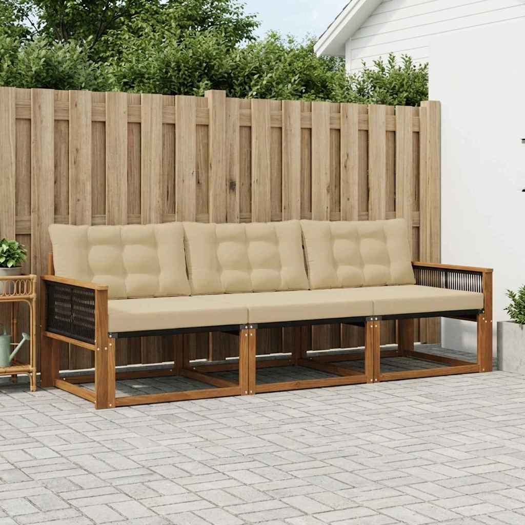Buiten bankenset met kussen 3 pcs Natuurlijk en Beige is nu te koop bij PeponiXL, paradijselijk wonen!