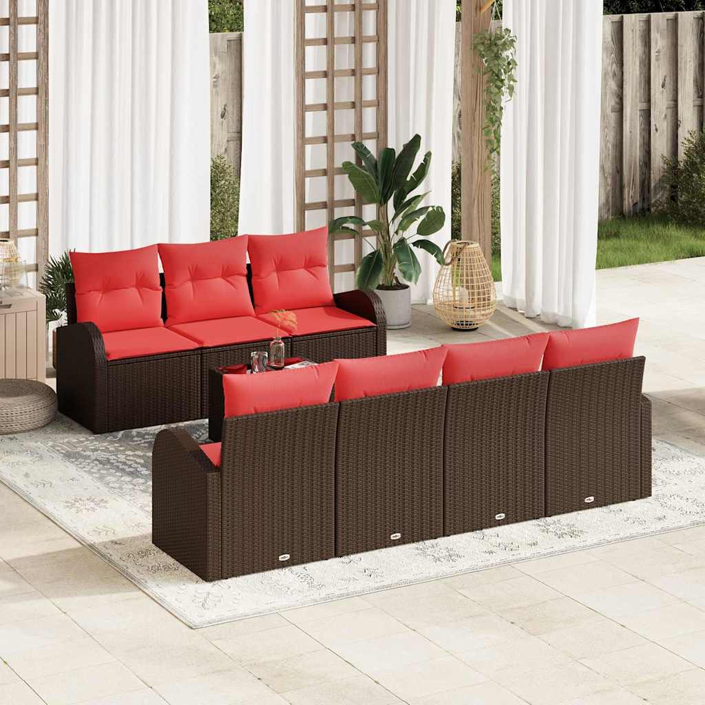 Bankstel 8 pcs Bruin en Rood Polyester is nu te koop bij PeponiXL, paradijselijk wonen!