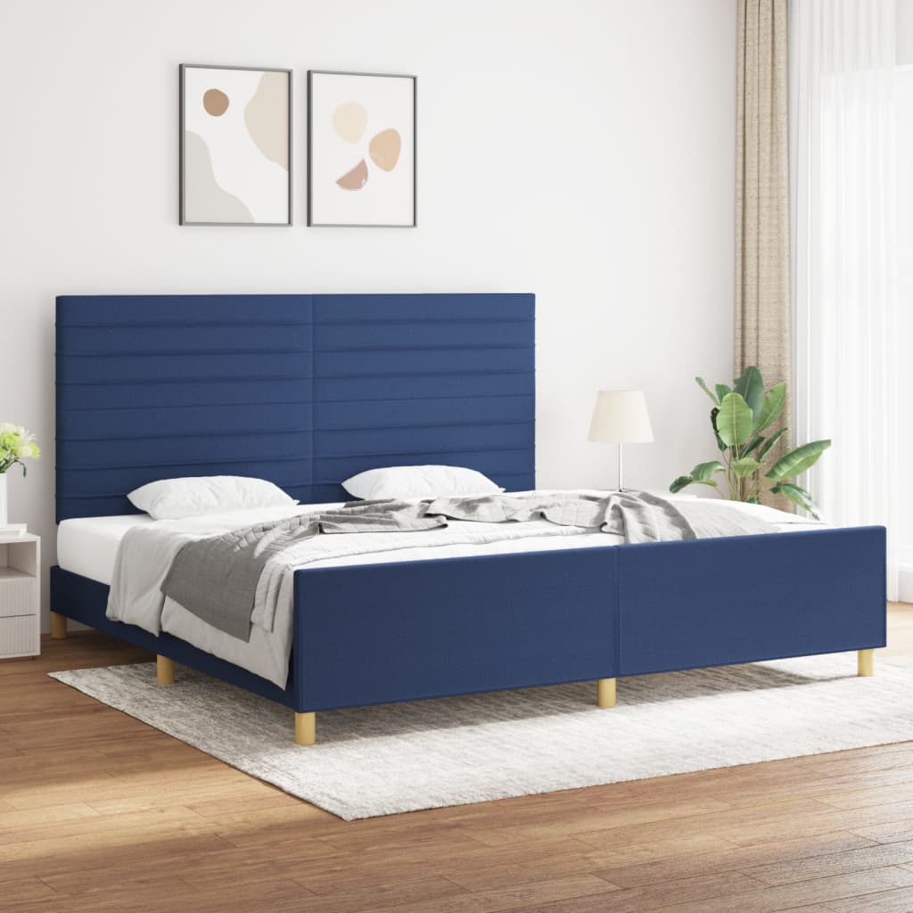 Bedframe zonder matras stof blauw 200x200 cm is nu te koop bij PeponiXL, paradijselijk wonen!