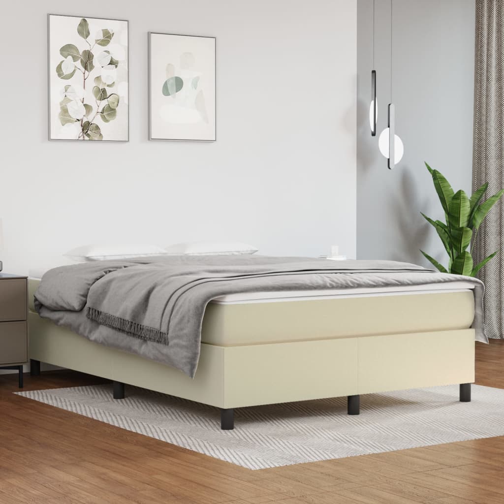 Boxspring met matras kunstleer crèmekleurig 140x190 cm is nu te koop bij PeponiXL, paradijselijk wonen!