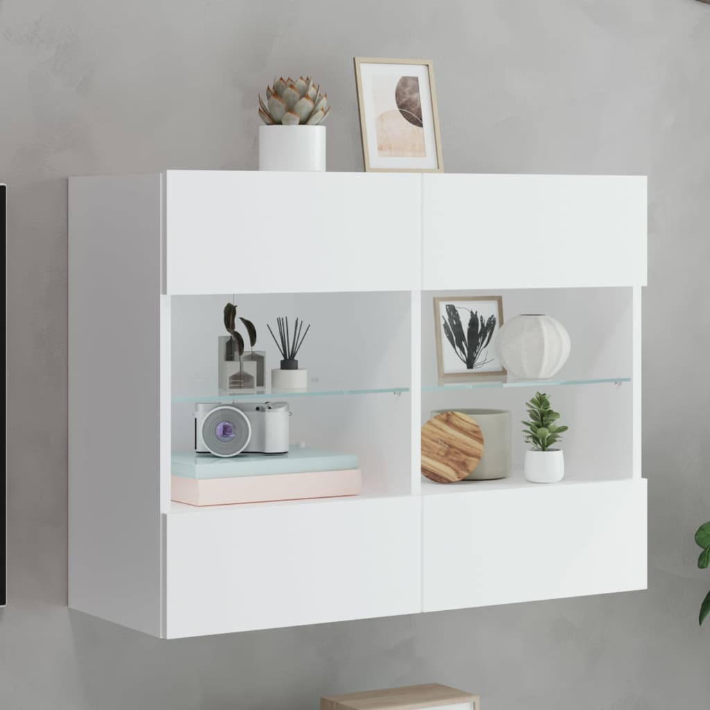 Tv-wandmeubel met LED-verlichting 78,5x30x60,5 cm wit is nu te koop bij PeponiXL, paradijselijk wonen!