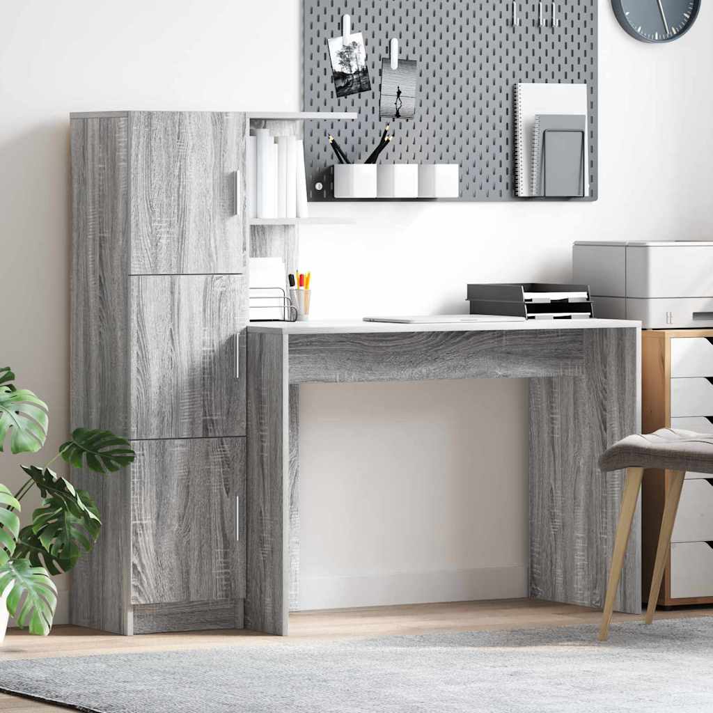 Bureau 2 pcs Grijs Sonoma is nu te koop bij PeponiXL, paradijselijk wonen!