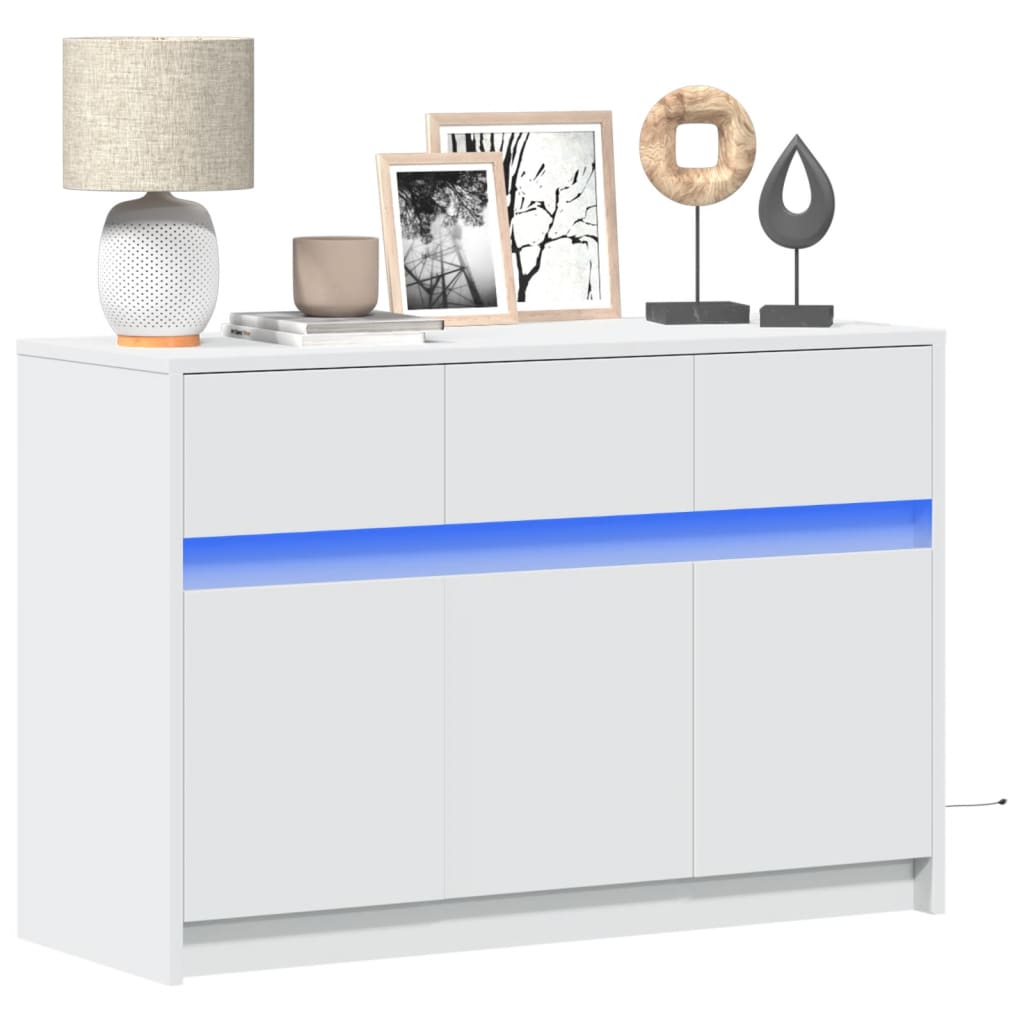Tv-meubel met LED 91x34x61 cm bewerkt hout wit is nu te koop bij PeponiXL, paradijselijk wonen!