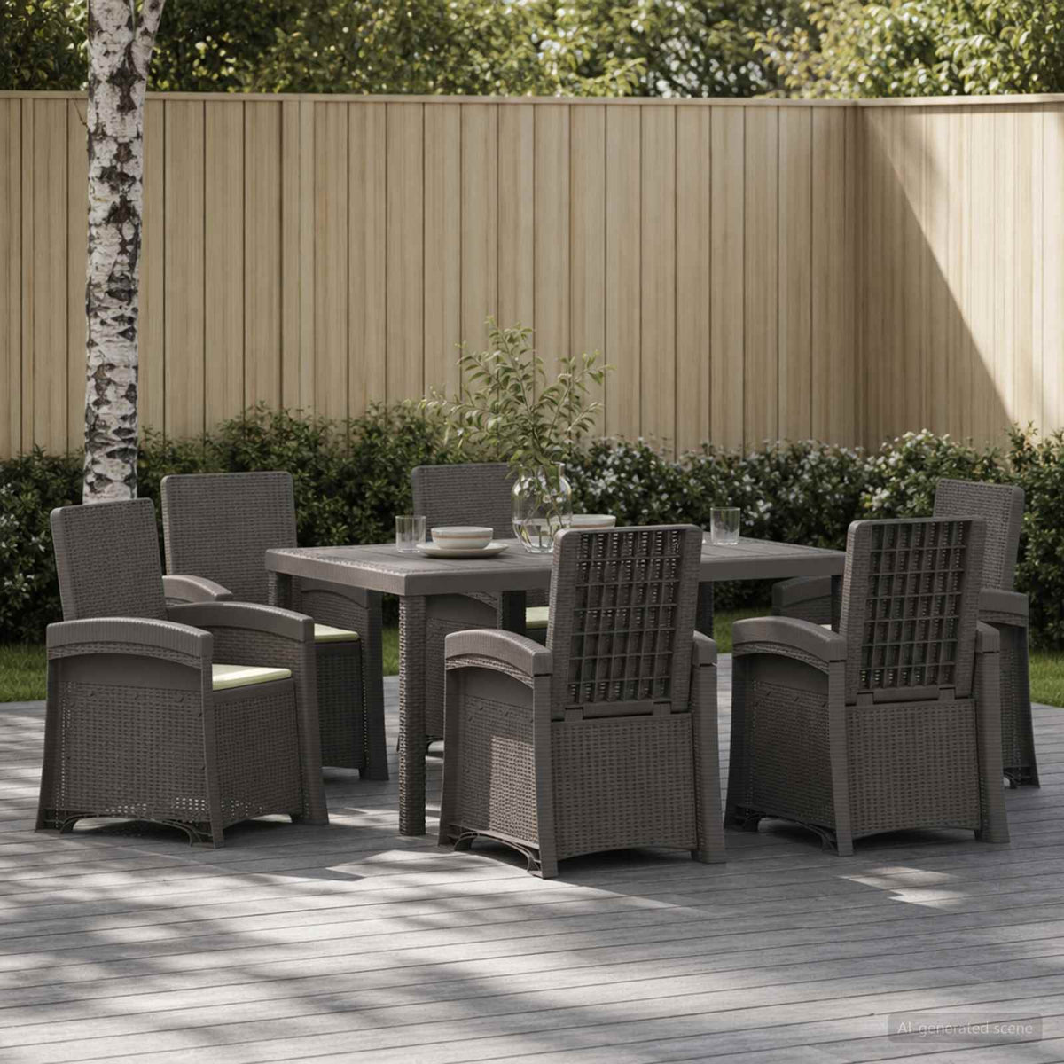 Tuin eettafelset 7 st Lichtgrijs en Crème PP is nu te koop bij PeponiXL, paradijselijk wonen!