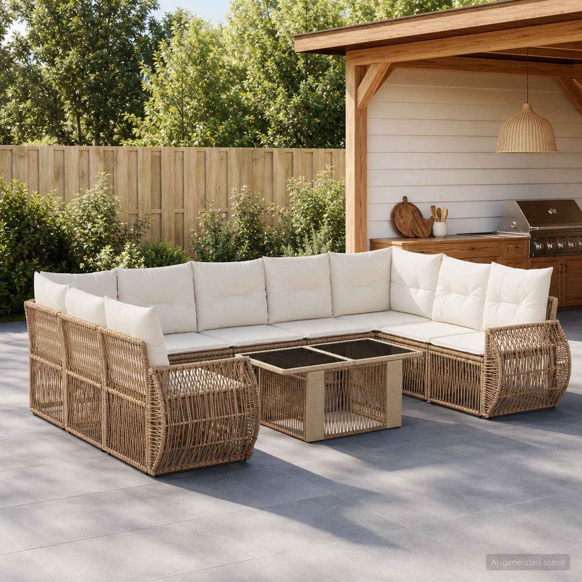 Tuinbankenset 10 st Beige en Crème Wit poly rattan is nu te koop bij PeponiXL, paradijselijk wonen!