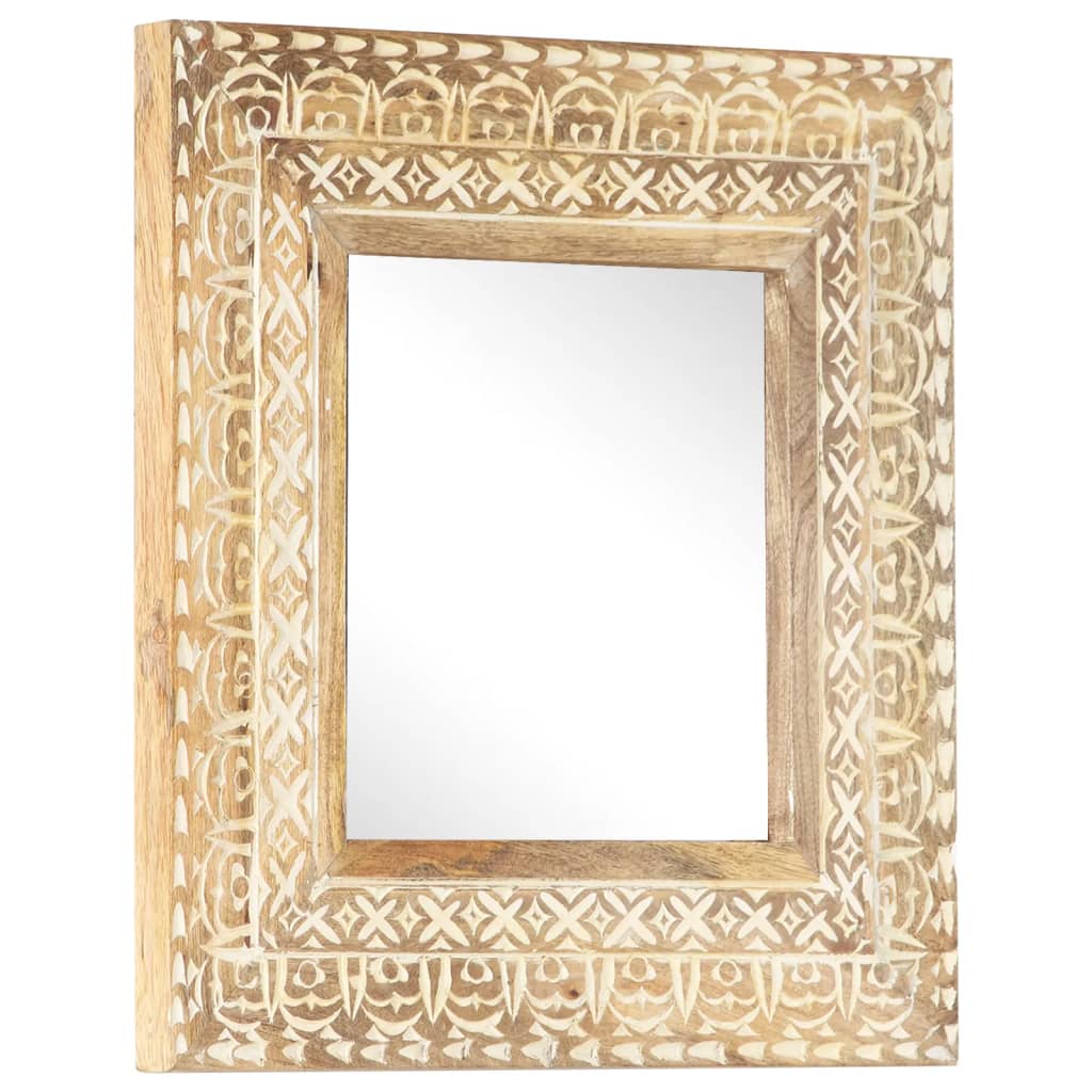 Spiegel handgesneden 50x50x2,6 cm massief mangohout is nu te koop bij PeponiXL, paradijselijk wonen!