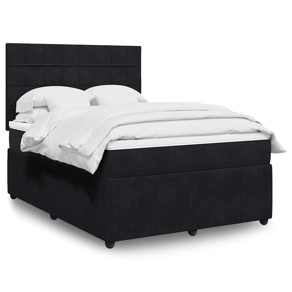 Boxspring met matras fluweel zwart 160x200 cm is nu te koop bij PeponiXL, paradijselijk wonen!