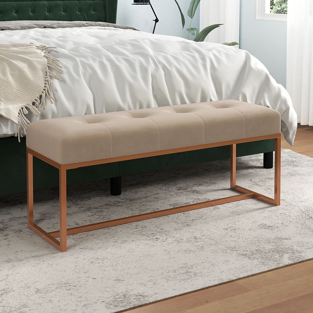 Bankje 110x36x45 cm fluweel beige is nu te koop bij PeponiXL, paradijselijk wonen!
