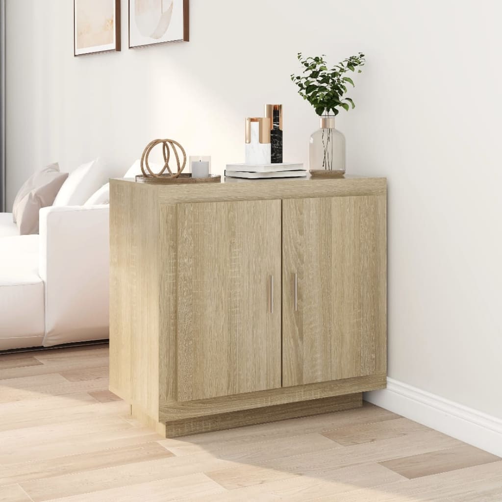 Dressoir 80x40x75 cm bewerkt hout sonoma eikenkleurig is nu te koop bij PeponiXL, paradijselijk wonen!