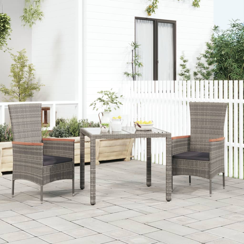 Tuinstoelen 2 st met kussens poly rattan grijs is nu te koop bij PeponiXL, paradijselijk wonen!