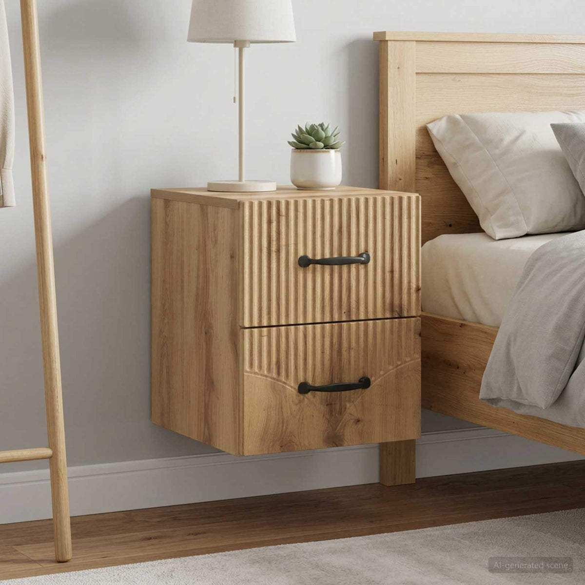 Wandbeugel Bedkast 2 pcs Artisanaal eiken 34,5 x 33 x 40 cm is nu te koop bij PeponiXL, paradijselijk wonen!