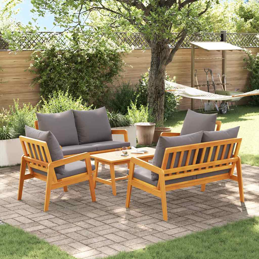 Bistroset met kussen 5 pcs Bruin Massief Acaciahout is nu te koop bij PeponiXL, paradijselijk wonen!
