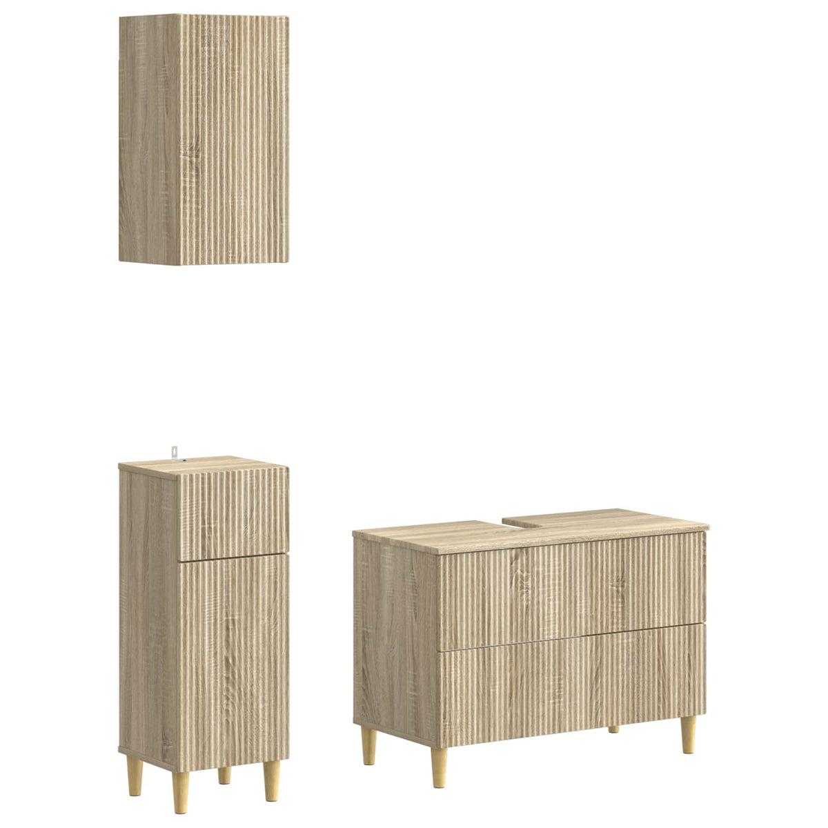 3-delige badkamerkast set ARNHEM Sonoma Eiken Bewerkt hout is nu te koop bij PeponiXL, paradijselijk wonen!