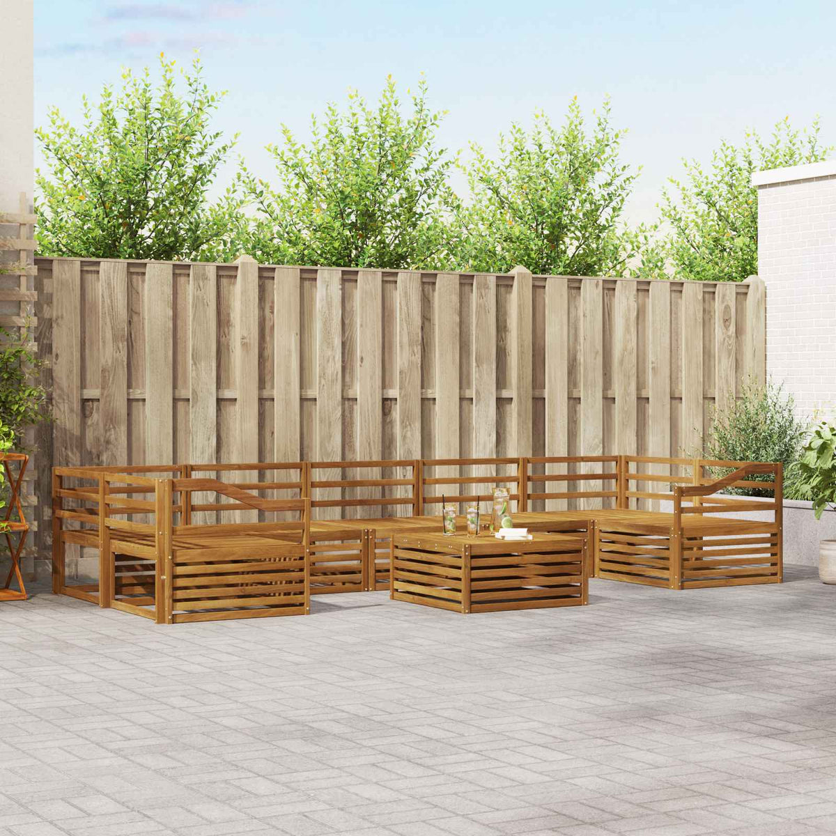Buiten bankenset 8 pcs Naturel Massief Acaciahout is nu te koop bij PeponiXL, paradijselijk wonen!