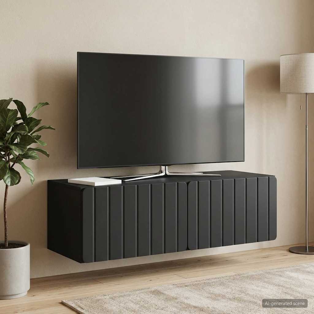 Wandbeugel TV-kast Zwart 98 x 41 x 30 cm Bewerkt hout is nu te koop bij PeponiXL, paradijselijk wonen!