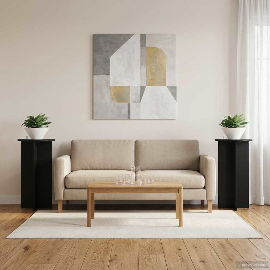Plantenstandaard 2 pcs Zwart 40 x 40 x 80 cm Bewerkt hout is nu te koop bij PeponiXL, paradijselijk wonen!