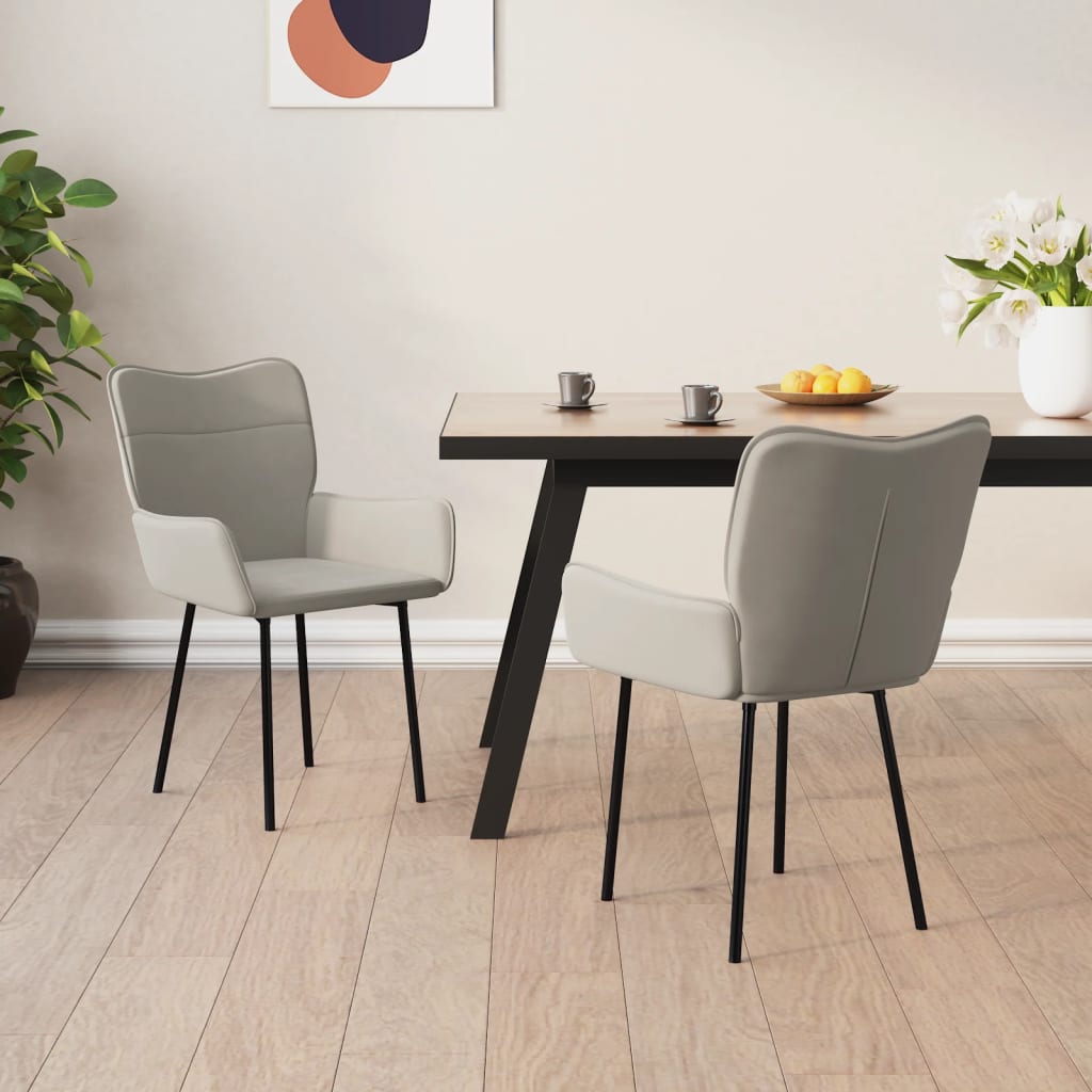 Eetkamerstoelen 2 st fluweel lichtgrijs is nu te koop bij PeponiXL, paradijselijk wonen!