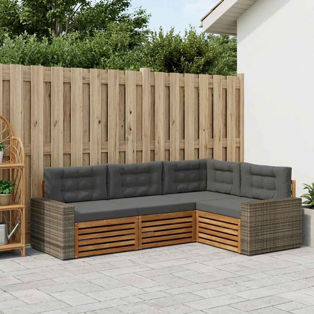 Buiten bankenset 4 pcs Natuurlijk en Antraciet is nu te koop bij PeponiXL, paradijselijk wonen!