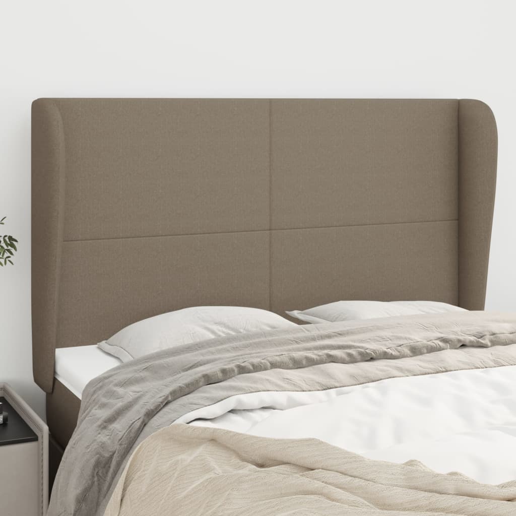 Hoofdbord met randen 147x23x118/128 cm stof taupe is nu te koop bij PeponiXL, paradijselijk wonen!