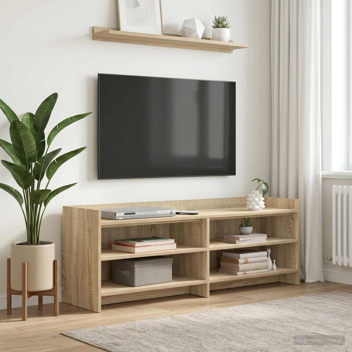 TV-kast 135 x 33 x 47 cm Sonoma Eiken Bewerkt hout is nu te koop bij PeponiXL, paradijselijk wonen!