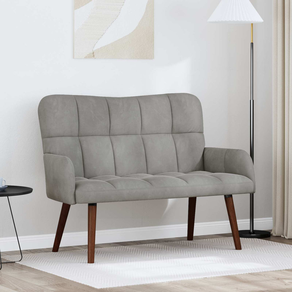 Twee Persoons Sofa Lichtgrijs 115 x 61 x 87 cm Fluweel is nu te koop bij PeponiXL, paradijselijk wonen!