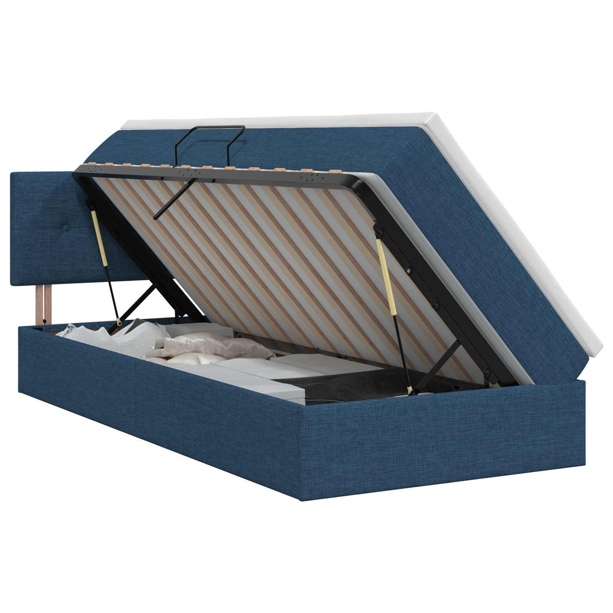 Opbergbed met matras met hoofdeinde Blauw 90 x 190 cm fluweel is nu te koop bij PeponiXL, paradijselijk wonen!