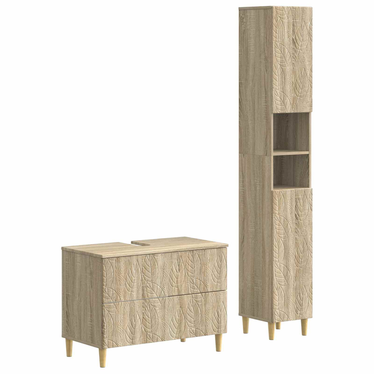 2-delige Badkamerkast Set DELFT Sonoma Eiken Bewerkt hout is nu te koop bij PeponiXL, paradijselijk wonen!