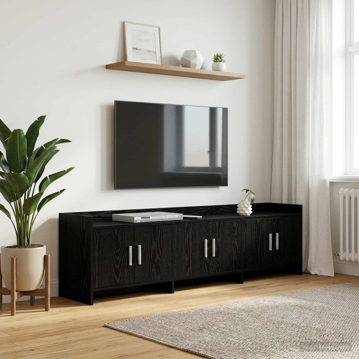 TV-kast 168 x 33 x 47 cm Zwart eiken Bewerkt hout is nu te koop bij PeponiXL, paradijselijk wonen!