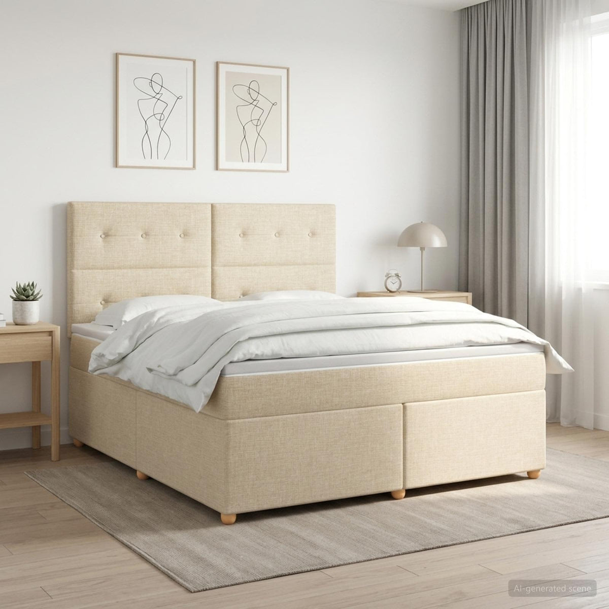 Boxspringbed met matras Crèmekleurig 180 x 200 cm Stof is nu te koop bij PeponiXL, paradijselijk wonen!