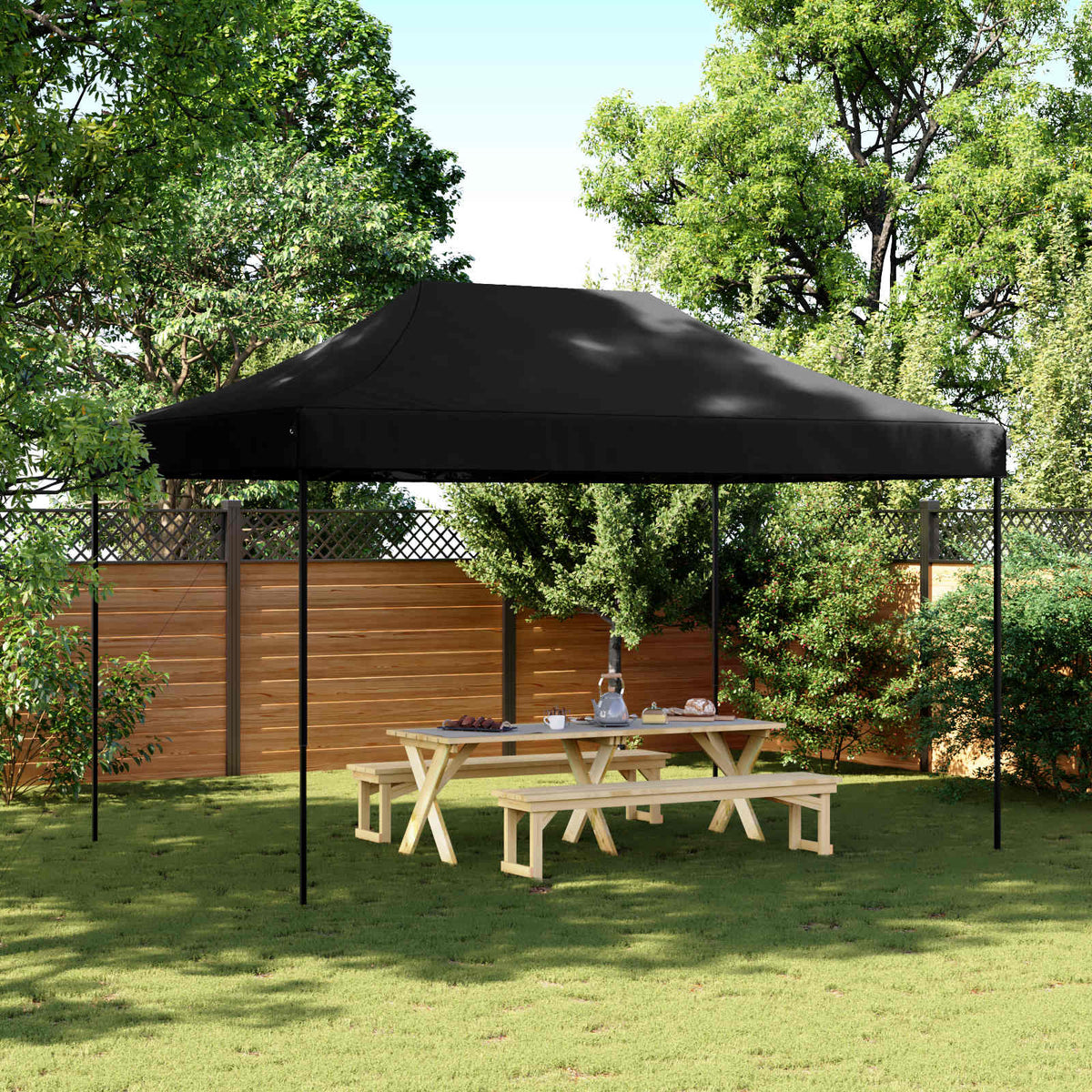 Partytent inklapbaar pop-up 440x292x315 cm zwart is nu te koop bij PeponiXL, paradijselijk wonen!