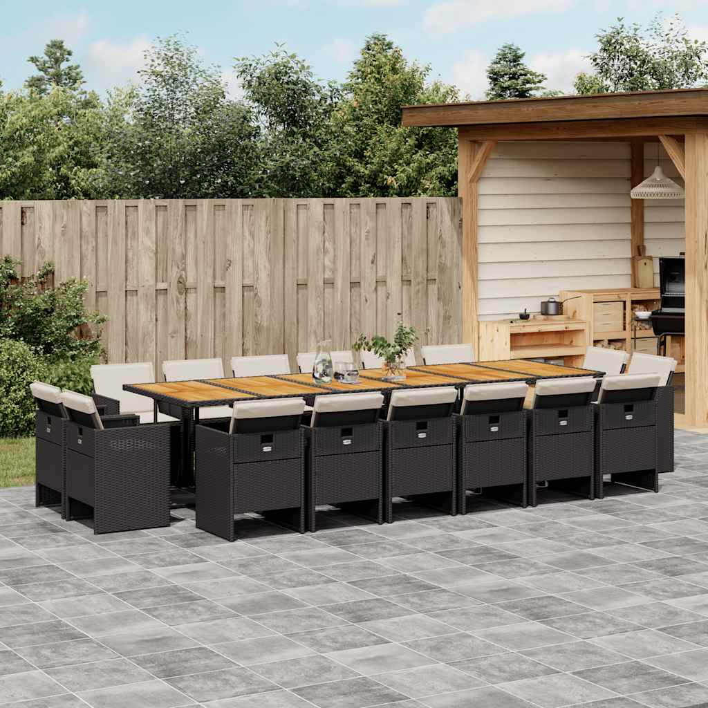17-delige Tuinset met kussens poly rattan zwart is nu te koop bij PeponiXL, paradijselijk wonen!
