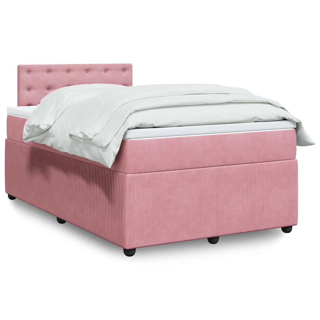 Boxspring met matras fluweel roze 120x200 cm is nu te koop bij PeponiXL, paradijselijk wonen!