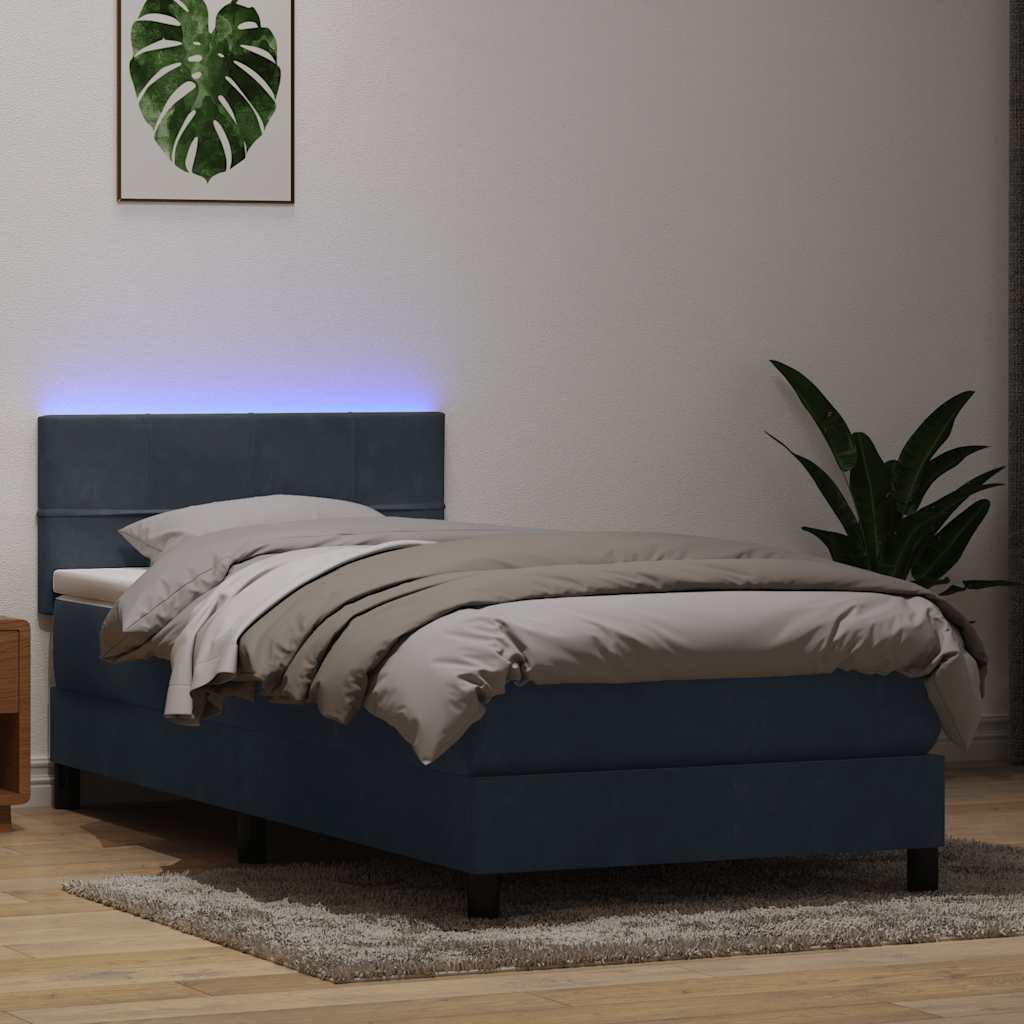 Boxspring met matras en LED fluweel donkergrijs 80x210 cm is nu te koop bij PeponiXL, paradijselijk wonen!