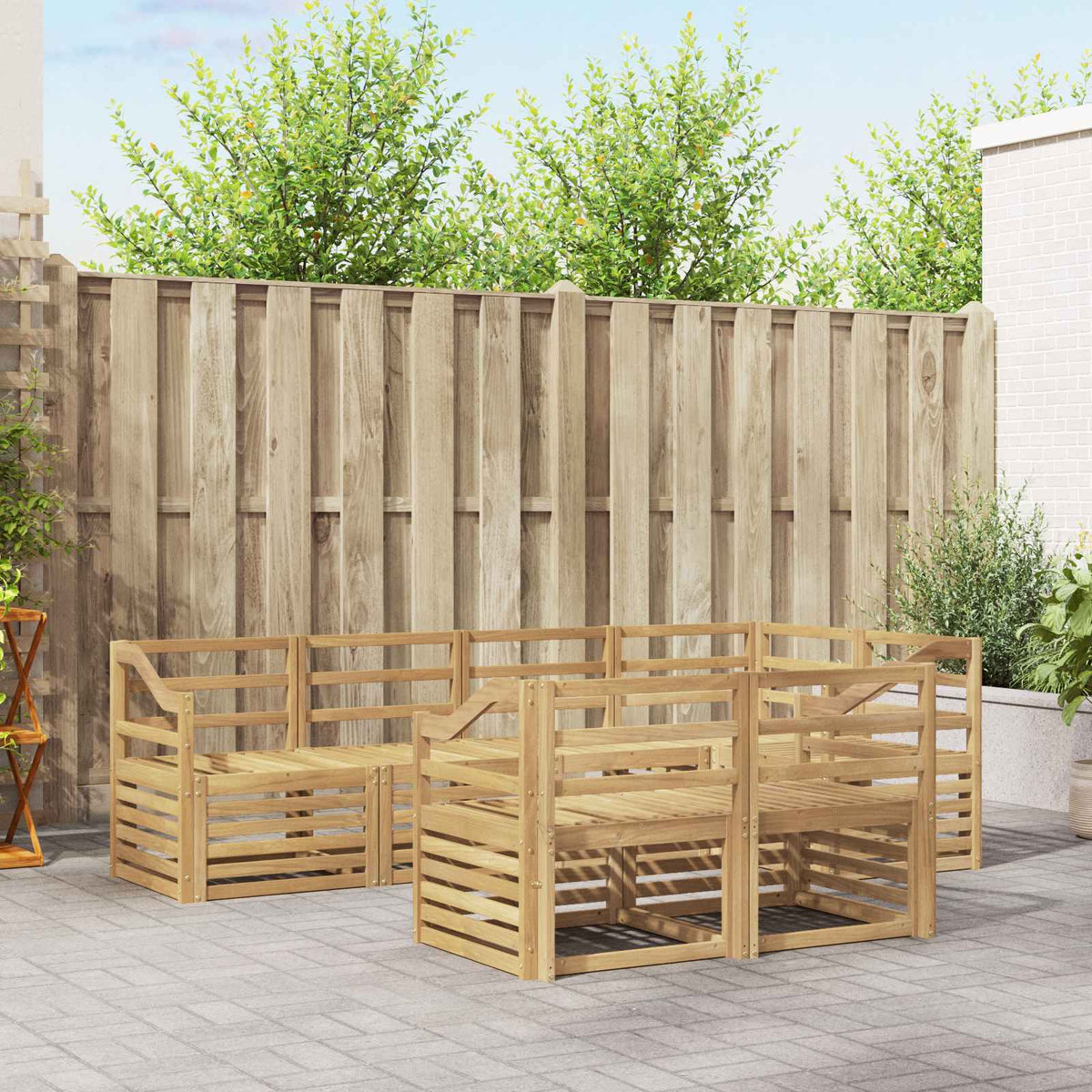 Buiten bankenset 7 pcs Wit 245 x 126,5 x 73 cm is nu te koop bij PeponiXL, paradijselijk wonen!
