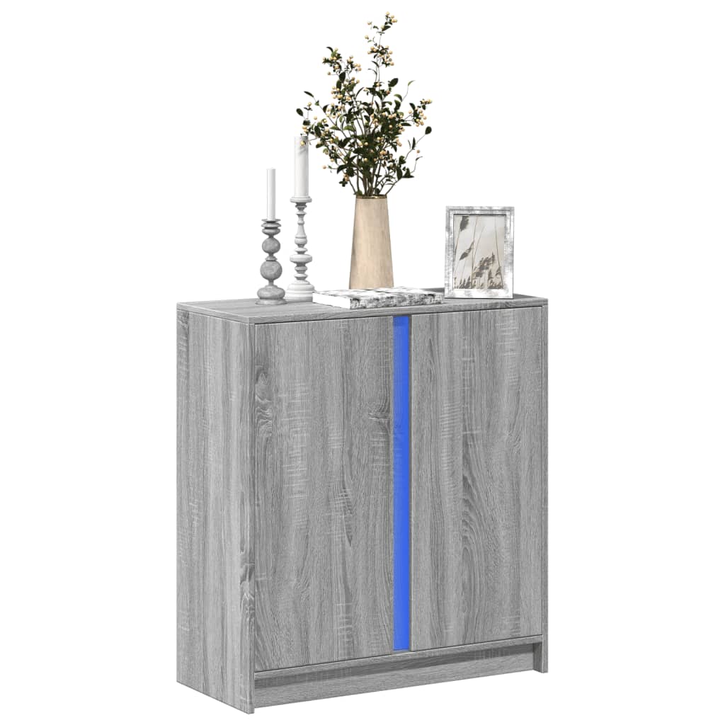 Dressoir met LED 77x34x85 cm bewerkt hout grijs sonoma eiken is nu te koop bij PeponiXL, paradijselijk wonen!