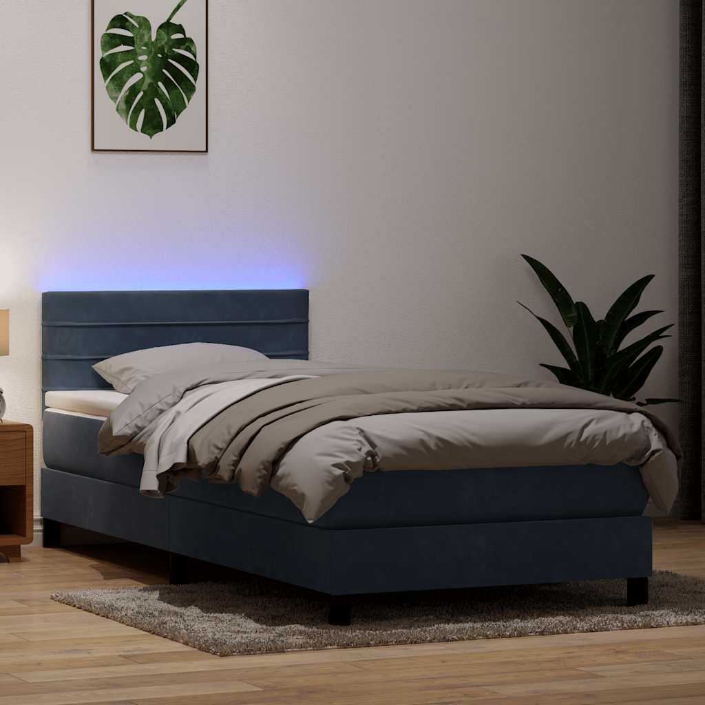 Boxspring met matras en LED fluweel donkergrijs 80x210 cm is nu te koop bij PeponiXL, paradijselijk wonen!