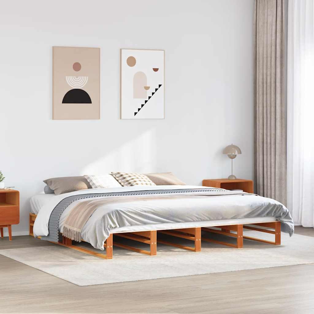 Bedframe zonder matras massief grenenhout wasbruin 180x200 cm is nu te koop bij PeponiXL, paradijselijk wonen!