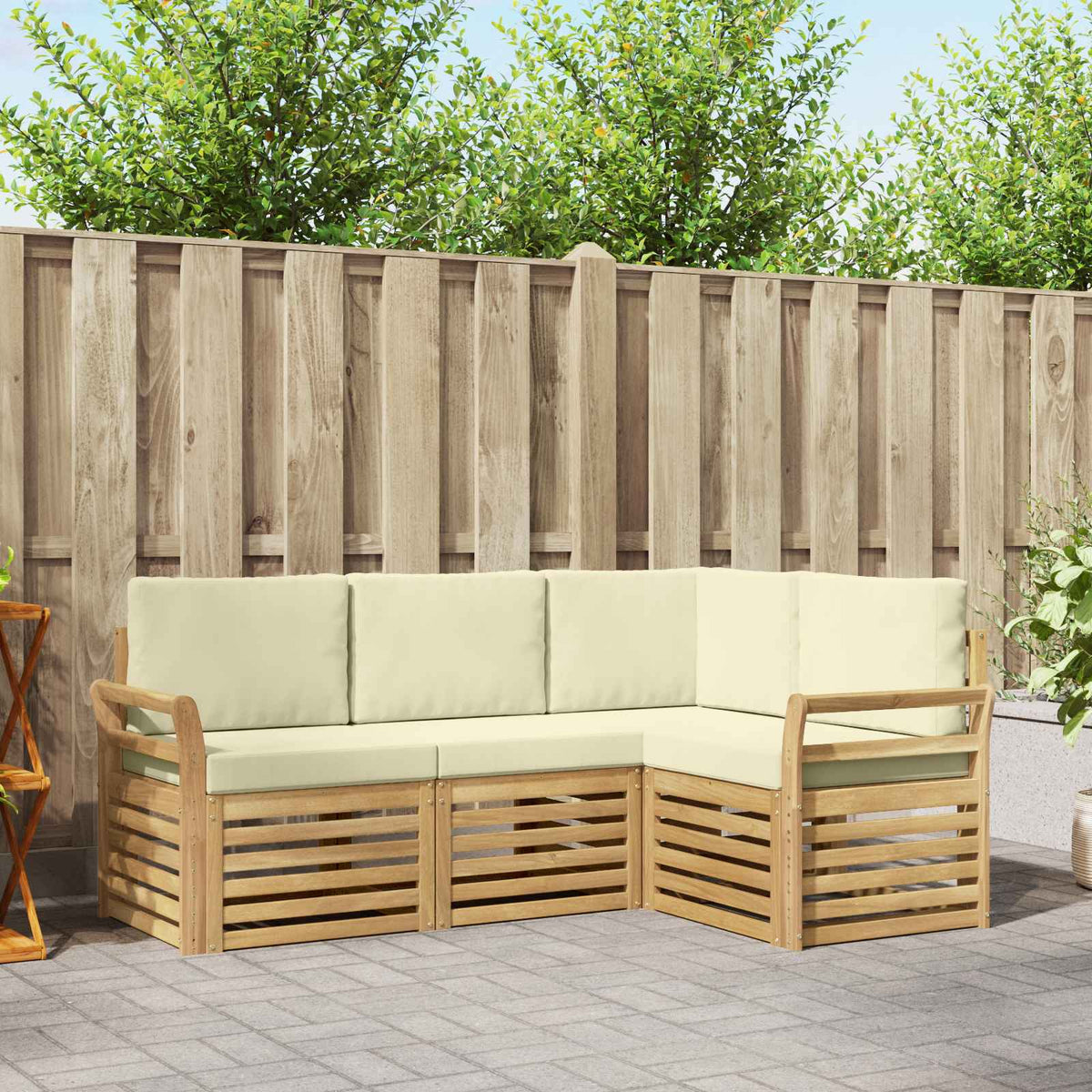 Sofa-Sets 4 pcs Wit en crèmekleurig 190 x 130,5 x 73 cm is nu te koop bij PeponiXL, paradijselijk wonen!