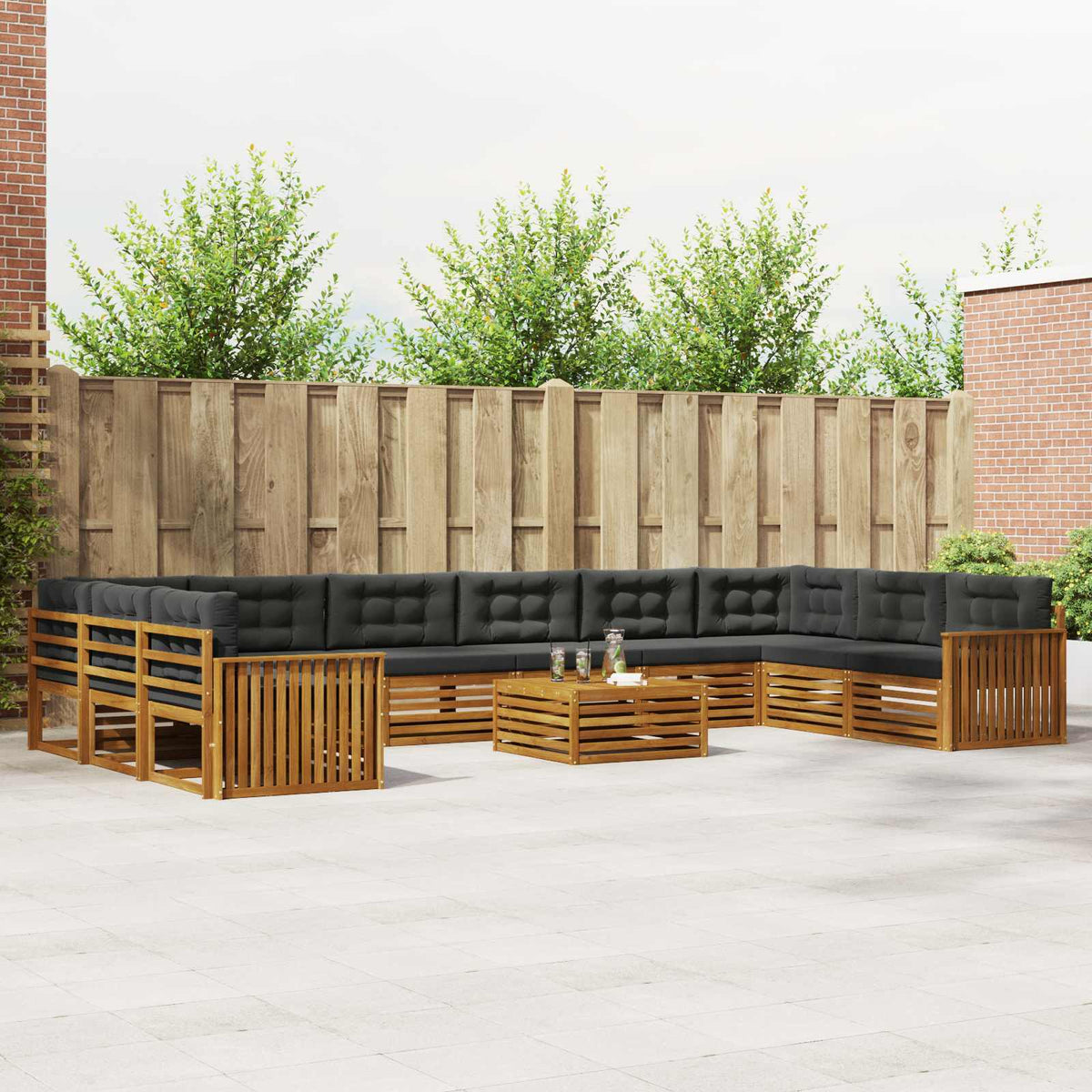 Sofa-Sets 11 pcs Natuurlijk en Antraciet Massief Acaciahout is nu te koop bij PeponiXL, paradijselijk wonen!
