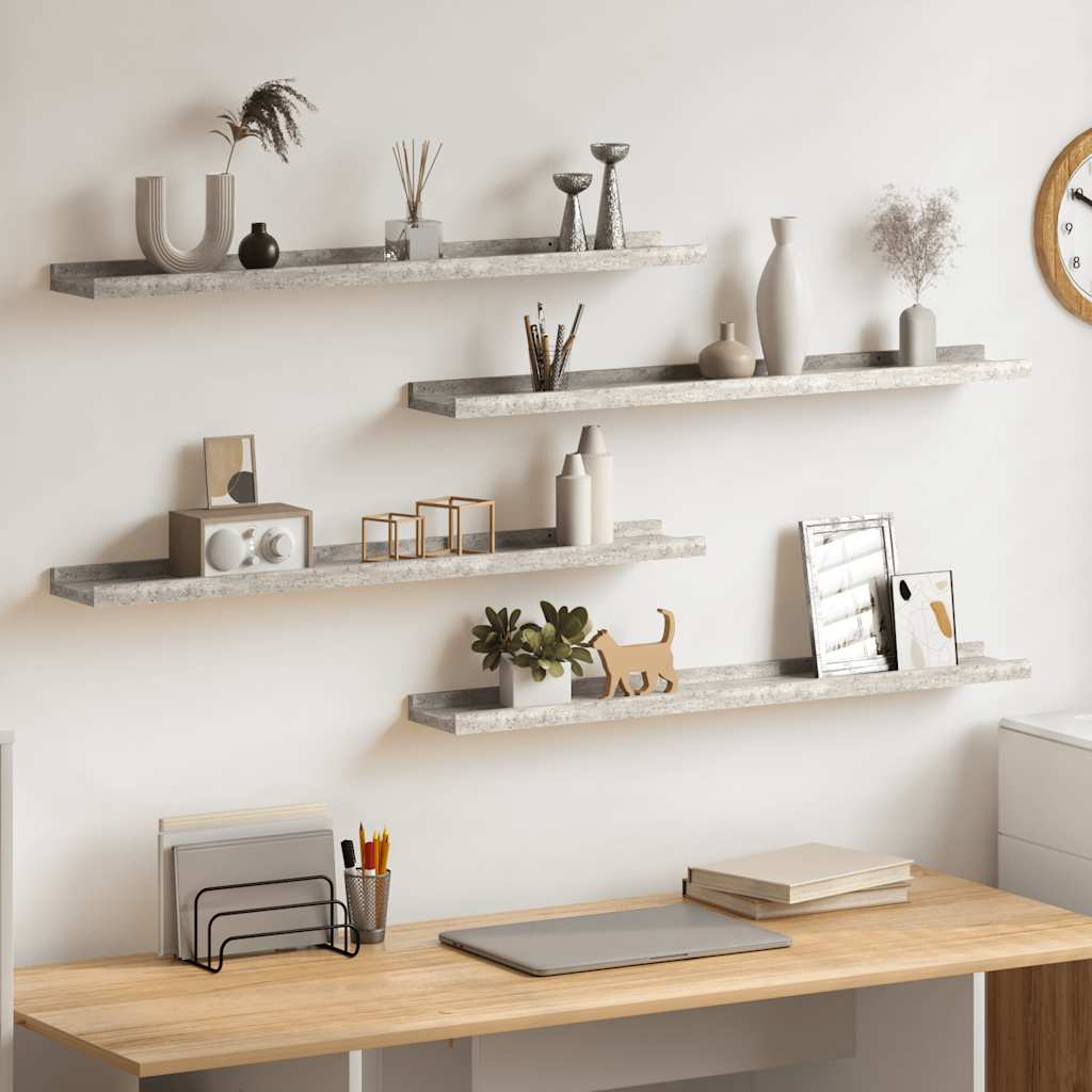 Wandschappen 4 st 80x9x3 cm betongrijs is nu te koop bij PeponiXL, paradijselijk wonen!