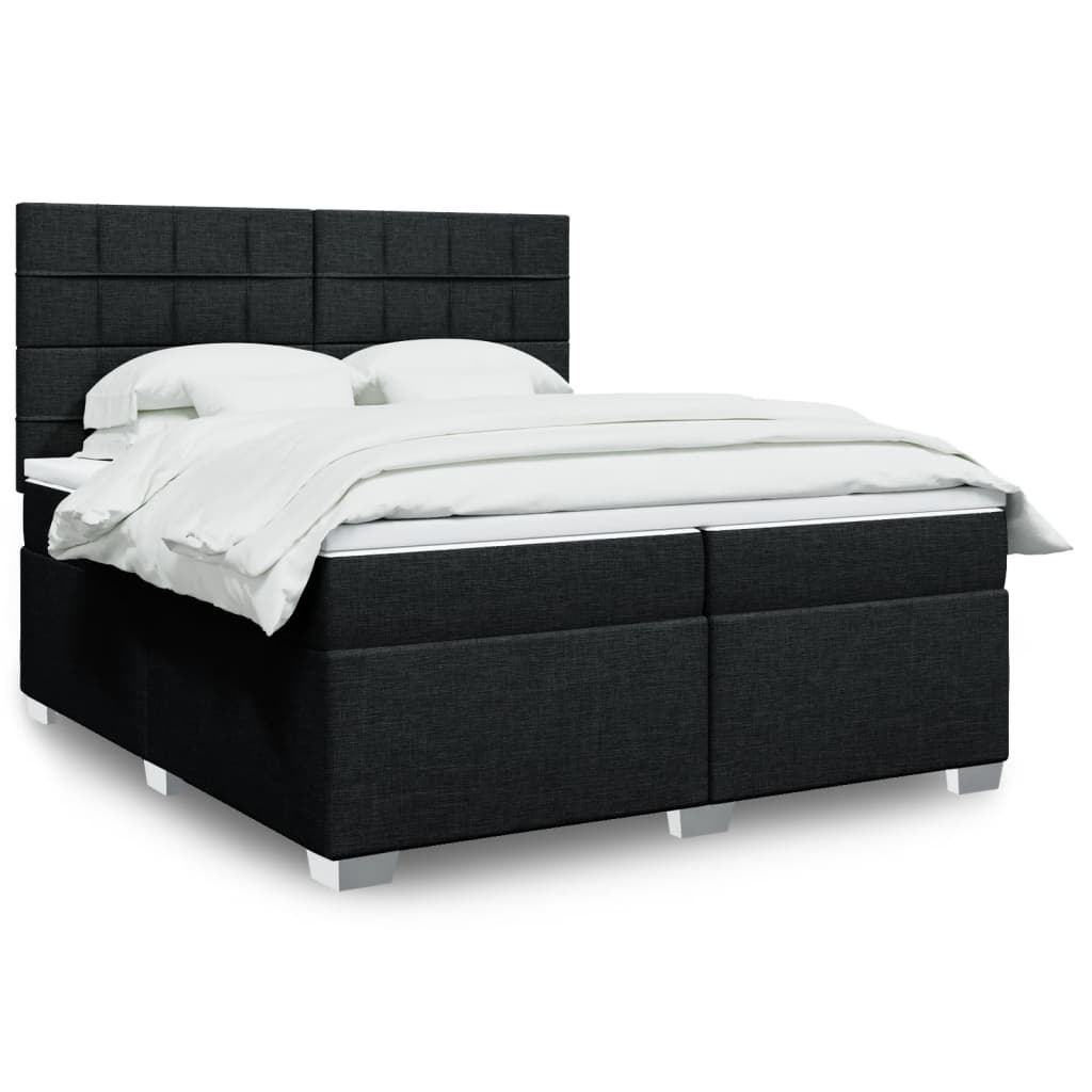 Boxspring met matras stof zwart 200x200 cm is nu te koop bij PeponiXL, paradijselijk wonen!