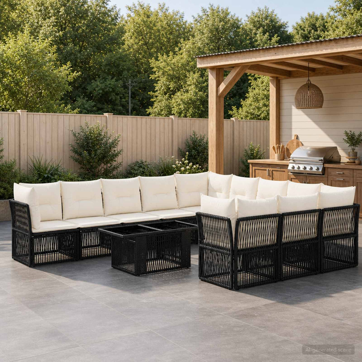 Tuinbankenset 12 st Zwart poly rattan is nu te koop bij PeponiXL, paradijselijk wonen!