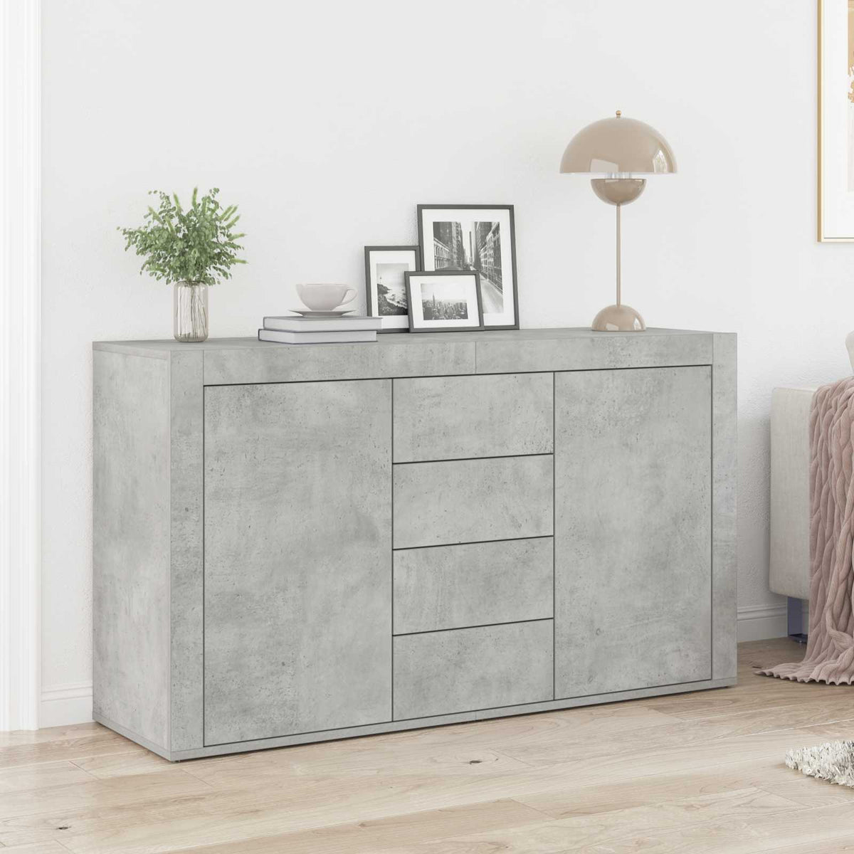 Dressoir met lade Beton Grijs 120 x 36 x 69 cm Bewerkt hout is nu te koop bij PeponiXL, paradijselijk wonen!