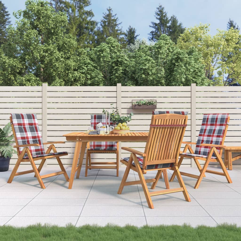 Tuinstoelen 4 st verstelbaar met kussens massief teakhout is nu te koop bij PeponiXL, paradijselijk wonen!